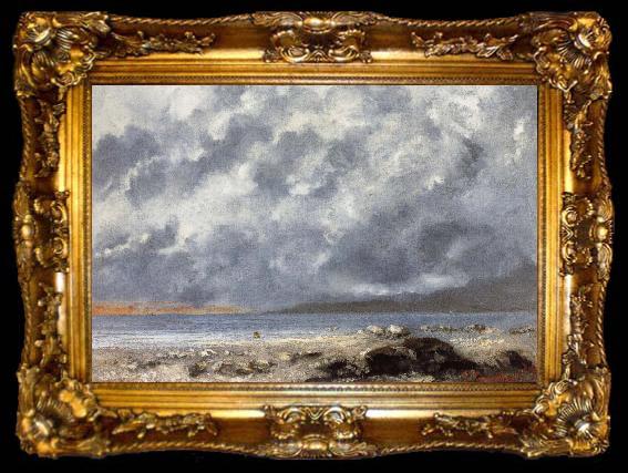 framed  Gustave Courbet Beach Scene, ta009-2